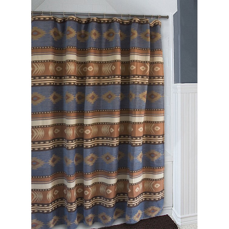 Navy and sale brown shower curtain